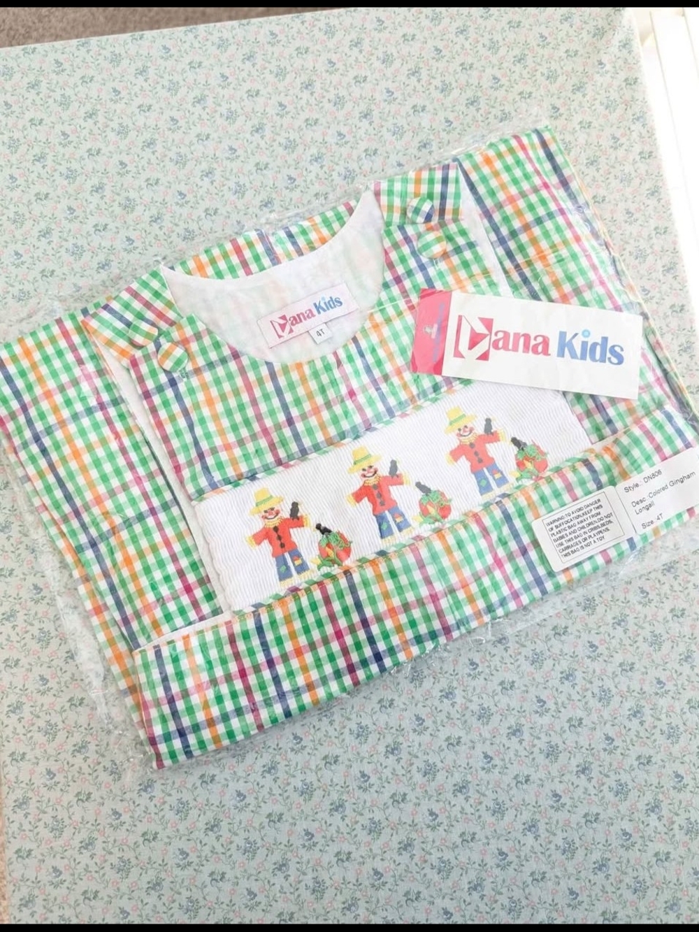 4T Plaid Gingham Fall Scarecrow Longall